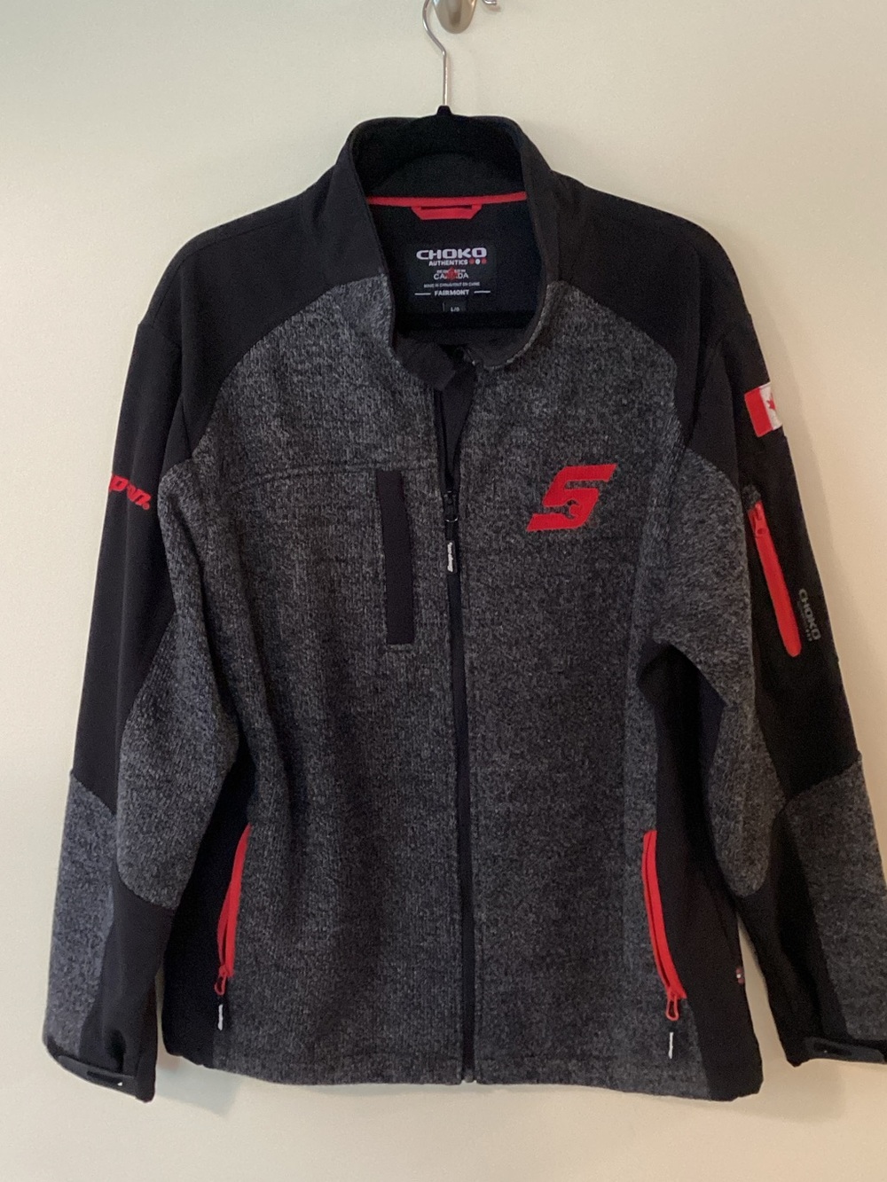 Choko Snap-On Tools Men's Gray & Black Lightweight Jacket with Red Trim
